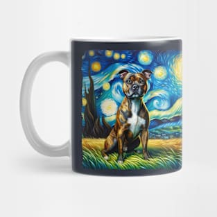 Starry Staffordshire Bull Terrier Dog Portrait - Pet Portrait Mug